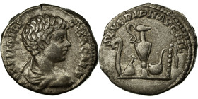 Geta, Denarius, 203, Rome, Silver, AU(50-53), RIC:107