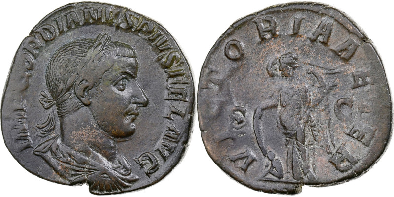 Gordian III, Sestertius, 244, Rome, Bronze, AU(50-53), RIC:337a
Bust of Gordian...