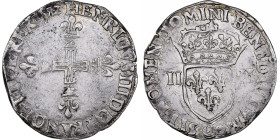 France, Henri III, 1/4 Écu, 1582, Saint-Lô, Silver, EF(40-45)