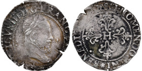 France, Henri III, 1/4 Franc col fraisé, 1578, Nantes, Silver, VF(30-35)