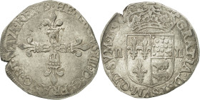 France, Henri IV, 1/4 Ecu de Béarn, 1596, Morlaàs, Silver, EF(40-45)