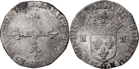 France, Henri IV, 1/4 Ecu, 1608, La Rochelle, Silver, VF(30-35), Gadoury:595