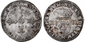 France, Henri IV, 1/4 Ecu, 1603, Toulouse, Silver, VF(30-35), Gadoury:597