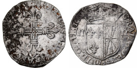 France, Henri IV, 1/4 Écu de Navarre, 1605, Saint-Palais, Silver, VF(30-35)