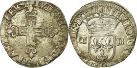 France, Louis XIII, 1/4 Ecu, 1628, Bayonne, Silver, EF(40-45), Gadoury:27