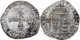 France, Louis XIII, 1/4 Ecu de Béarn, 1627, Morlaàs, Silver, VF(30-35)