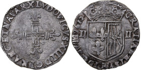 France, Louis XIII, 1/4 d'écu de Navarre, 1612, Saint-Palais, Silver