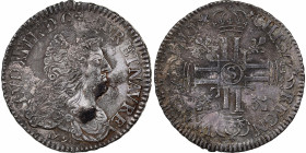 France, Louis XIV, 1/2 Écu aux 8 L, 1690, Reims, Silver, EF(40-45), Gadoury:184