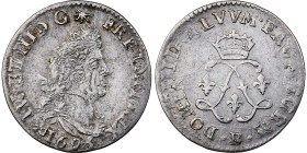 France, Louis XIV, 4 Sols aux 2 L, 1693, Rouen, reformed, Silver, EF(40-45)