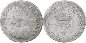 France, Louis XIV, 1/12 Ecu à la mèche longue, 1660, Limoges, Silver