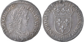 France, Louis XIV, 1/12 Ecu à la mèche longue, 1658, Aix, Silver, EF(40-45)