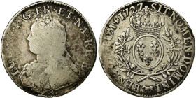 France, Louis XV, Écu de Béarn aux branches d'olivier, 1727, Pau, Silver