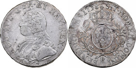 France, Louis XV, Ecu aux branches d'olivier, 1738, Orléans, Silver, EF(40-45)