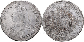 France, Louis XV, Ecu aux branches d'olivier, 1727, Toulouse, Silver, VF(30-35)