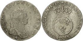 France, Louis XV, 1/10 Écu vertugadin, 1716, Montpellier, reformed, Silver