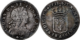 France, Louis XV, 1/12 Ecu de France, 1721, Paris, reformed, Silver, VF(30-35)