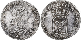 France, Louis XV, 1/12 Ecu de France, 1721, Tours, reformed, Silver, VF(30-35)