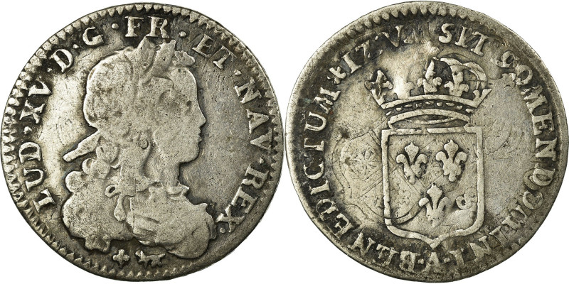 France, Louis XV, 1/12 Ecu de France, 1721, Paris, Reformed, Silver, VF(20-25)
...