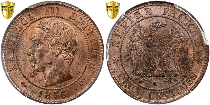 France, Napoleon III, 2 Centimes, Napoléon III, 1856, Bordeaux, Bronze, PCGS
Gr...