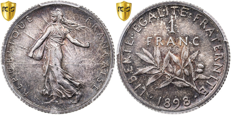 France, 1 Franc, Semeuse, 1898, Paris, Silver, PCGS, MS64, Gadoury:467, KM:844.1...