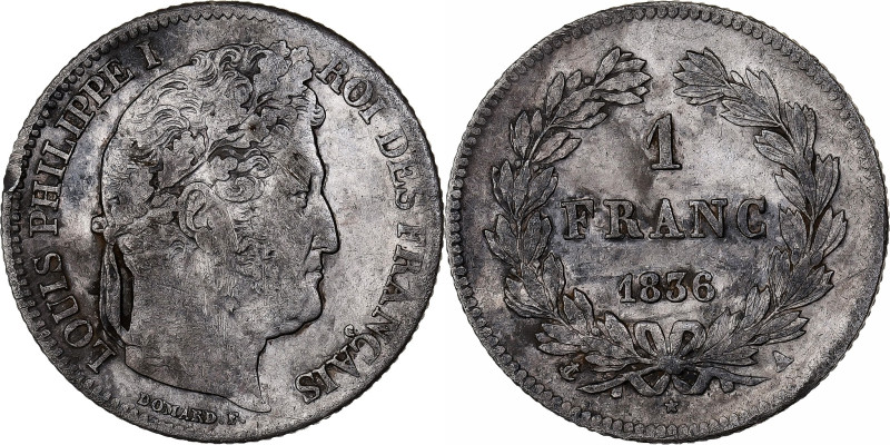 France, Louis-Philippe I, 1 Franc, 1836, Paris, Silver, VF(30-35), Gadoury:453
...