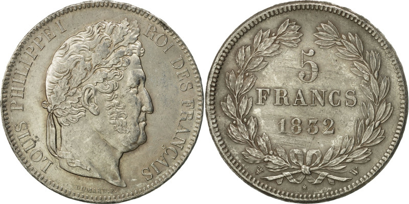 France, Louis-Philippe I, 5 Francs, 1832, Lille, Silver, AU(50-53), Gadoury:678...