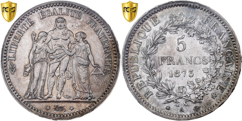 France, 5 Francs, Hercule, 1873, Paris, Silver, PCGS, UNC Details, Gadoury:745a...