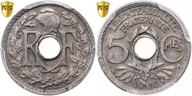 France, 5 Centimes, Lindauer, 1924, Paris, Copper-nickel, PCGS, MS65