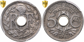 France, 5 Centimes, Lindauer, 1924, Paris, Copper-nickel, PCGS, MS65