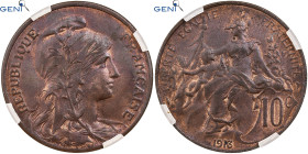 Coin, France, Dupuis, 10 Centimes, 1913, Paris, GENI, MS62BR, Bronze, KM:843