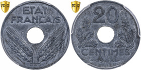 French State, 20 Centimes, 1944, Paris, Zinc, PCGS, MS62, Gadoury:321