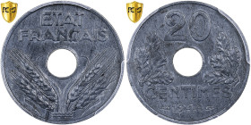 French State, 20 Centimes, 1944, Paris, Zinc, PCGS, MS62, Gadoury:321