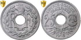 France, 25 Centimes, Lindauer, 1915, Paris, Nickel, PCGS, MS64, Gadoury:379