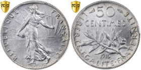 France, 50 Centimes, Semeuse, 1915, Paris, Silver, PCGS, MS64, KM:854