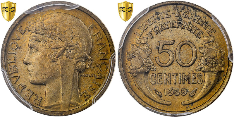 France, 50 Centimes, Morlon, 1939, Aluminum-Bronze, PCGS, MS64, Gadoury:423
Gra...