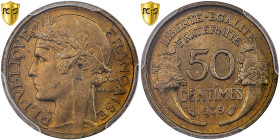 France, 50 Centimes, Morlon, 1939, Paris, Aluminum-Bronze, PCGS, MS66