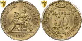France, 50 Centimes, Chambre de commerce, 1926, Paris, Cupro-Aluminium, PCGS