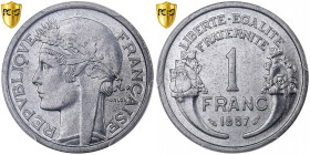 France, Franc, Morlon, 1957, Paris, Aluminum, PCGS, MS65, Gadoury:473b