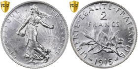 France, 2 Francs, Semeuse, 1915, Paris, Silver, PCGS, MS61, Le Franc:F.266