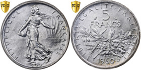 France, 5 Francs, Semeuse, 1960, Paris, Silver, PCGS, MS65, KM:926