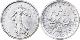 France, 5 Francs, Semeuse, 1960, MDP, Piéfort, Silver, UNC, Gadoury:153.P1