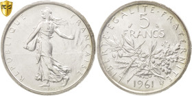France, 5 Francs, Semeuse, 1961, Paris, Silver, PCGS, MS65, Gadoury:770, KM:926