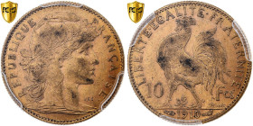 France, 10 Francs, Marianne, 1910, Paris, Gold, PCGS, AU58, Gadoury:1017
