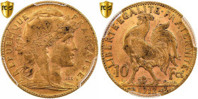 France, 10 Francs, Marianne, 1912, Paris, Gold, PCGS, AU58, Gadoury:1017