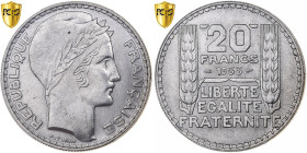 France, 20 Francs, Turin, 1933, Paris, Rameaux longs, Silver, PCGS, MS62