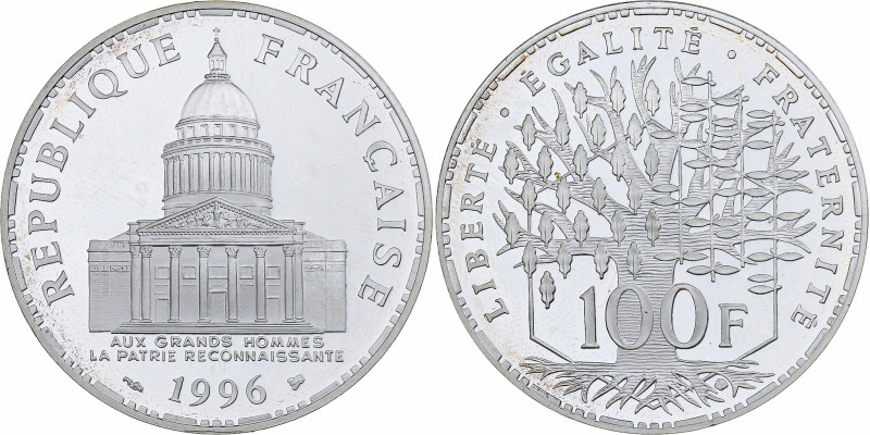 France, 100 Francs, Panthéon, 1996, Paris, Proof, Silver, MS(63), Gadoury:898a
...