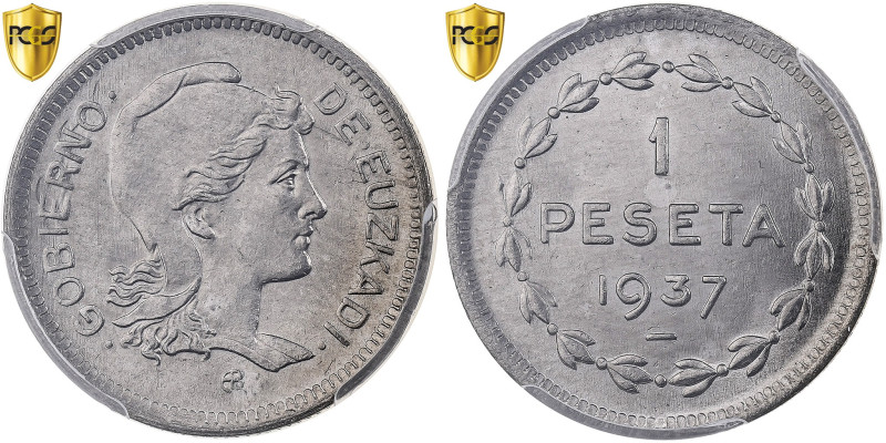 Basque Country, Peseta, Euzkadi, 1937, Brussels, Nickel, PCGS, MS66, KM:1
Grade...