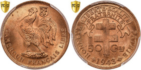 Cameroon, 50 Centimes, 1943, Pretoria, Bronze, PCGS, MS66RD, KM:6