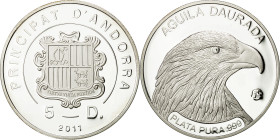 Andorra, 5 Diners, Aguila Daurada, 2011, Karlsfeld, Proof, Silver, MS(65-70)