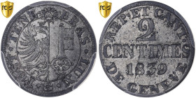 Canton of Geneva, 2 Centimes, 1839, Billon, PCGS, MS64, KM:126